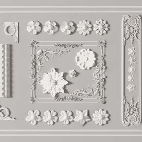 简欧墙板雕花3D模型下载